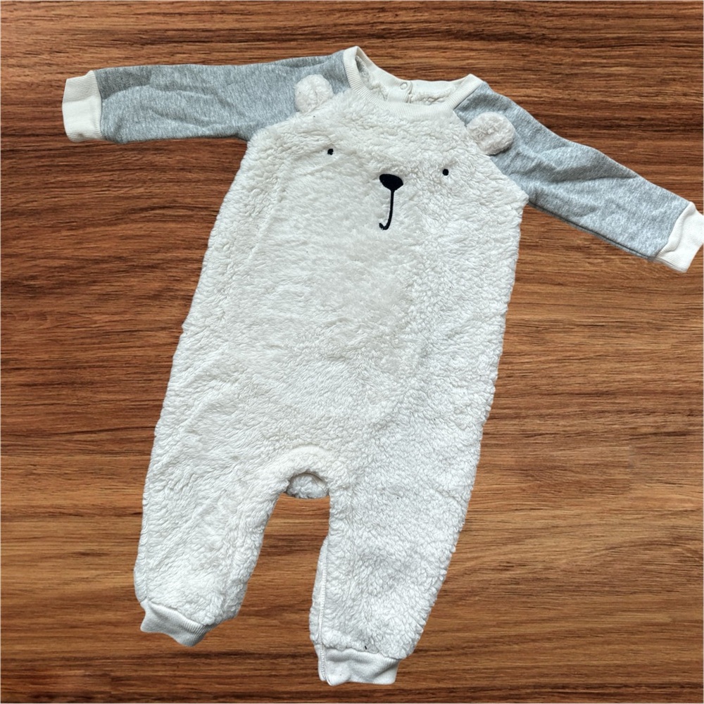 Fuzzy Polar Bear Baby GAP Snap Suit